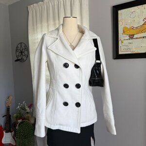 American Rag White button-up tailored coat with removable hood